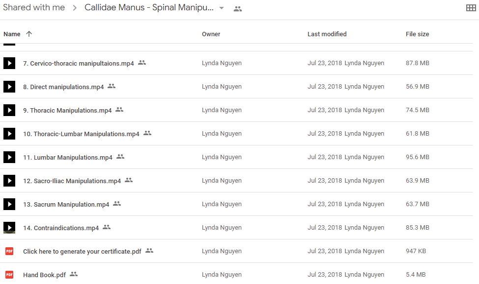 Spinal Manipulation Course - Callidae Manus