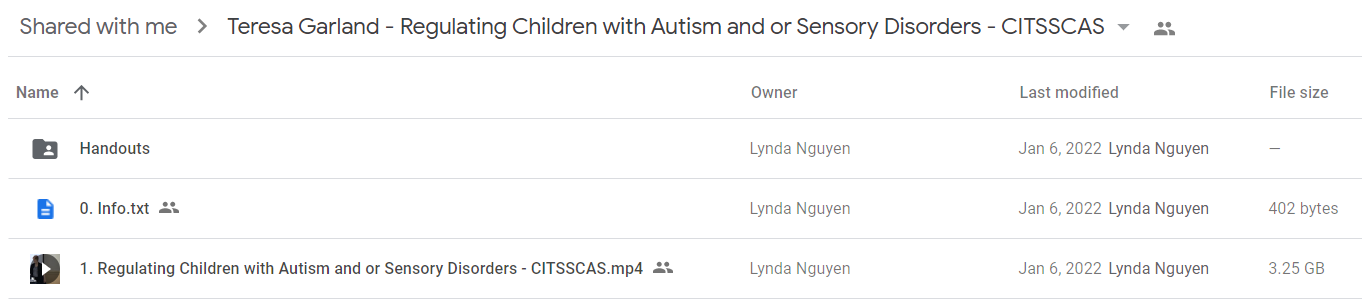 Teresa Garland - Regulating Children with Autism and or Sensory Disorders - CITSSCAS