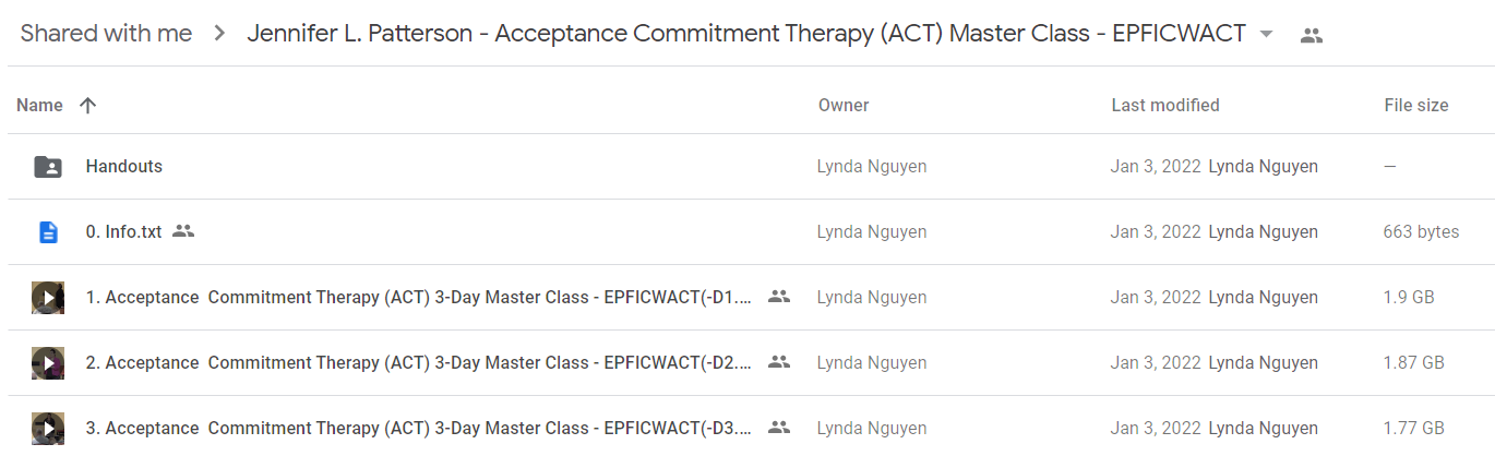 Jennifer L. Patterson - Acceptance Commitment Therapy (ACT) Master Class - EPFICWACT