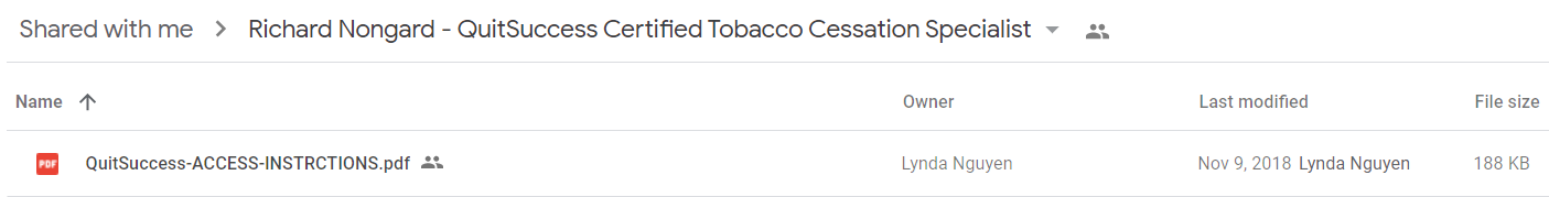 Richard Nongard - QuitSuccess Certified Tobacco Cessation Specialist