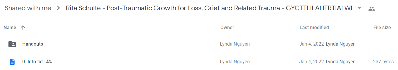 Rita Schulte - Post-Traumatic Growth for Loss, Grief and Related Trauma - GYCTTLILAHTRTIALWL