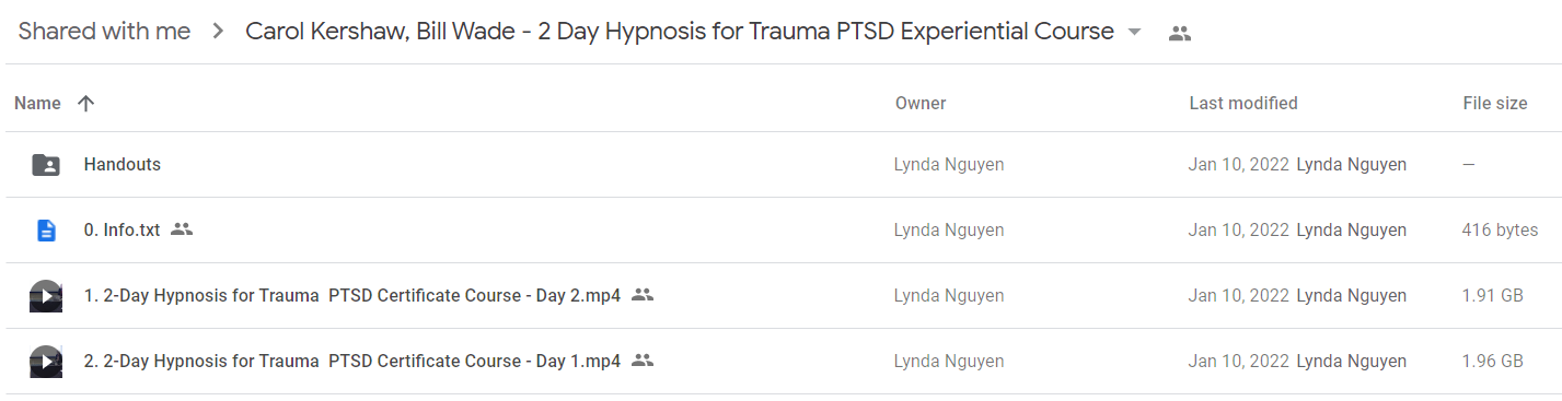 Carol Kershaw & Bill Wade - 2 Day Hypnosis for Trauma PTSD Experiential Course