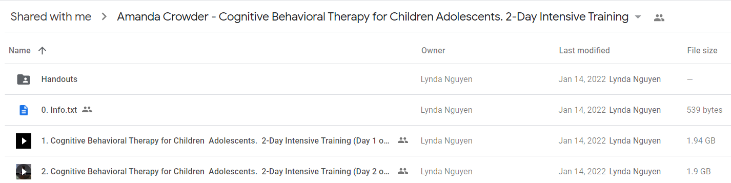 Amanda Crowder - Cognitive Behavioral Therapy for Children Adolescents. 2-Day Intensive Training