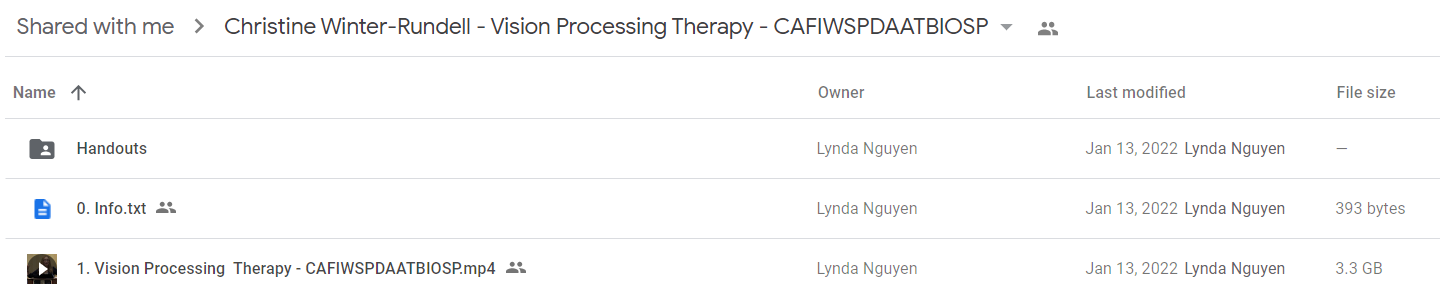 Christine Winter-Rundell - Vision Processing Therapy - CAFIWSPDAATBIOSP