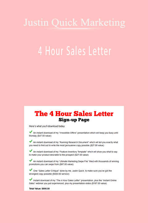 4 Hour Sales Letter – Justin Quick Marketing