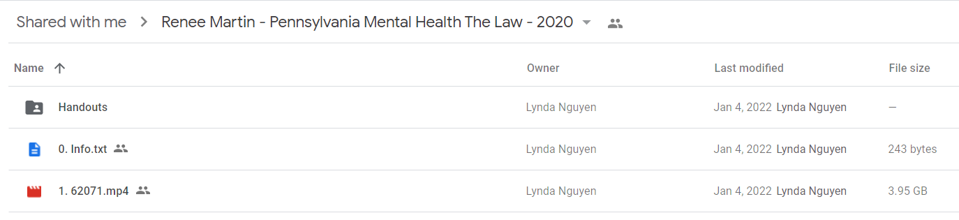 Renee Martin - Pennsylvania Mental Health The Law - 2020