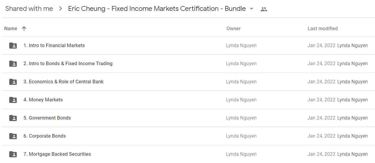 Eric Cheung - Fixed Income Markets Certification - Bundle