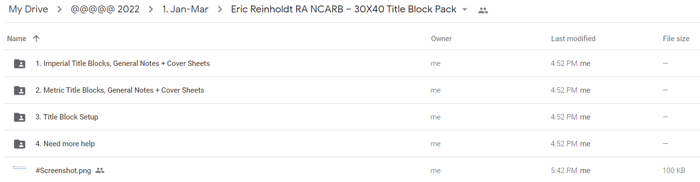 Eric Reinholdt RA NCARB – 30X40 Title Block Pack