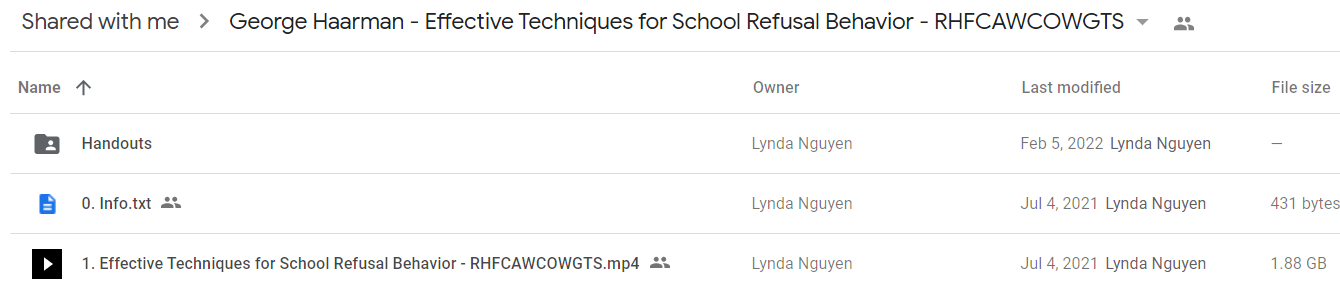 George Haarman - Effective Techniques for School Refusal Behavior - RHFCAWCOWGTS