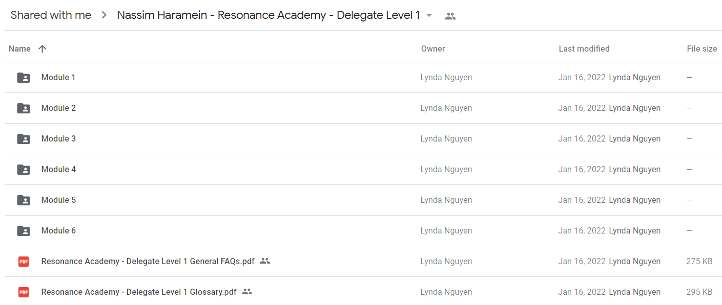 Nassim Haramein - Resonance Academy - Delegate Level 1