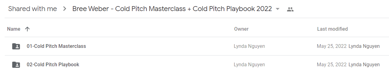 Bree Weber - Cold Pitch Masterclass + Cold Pitch Playbook 2022