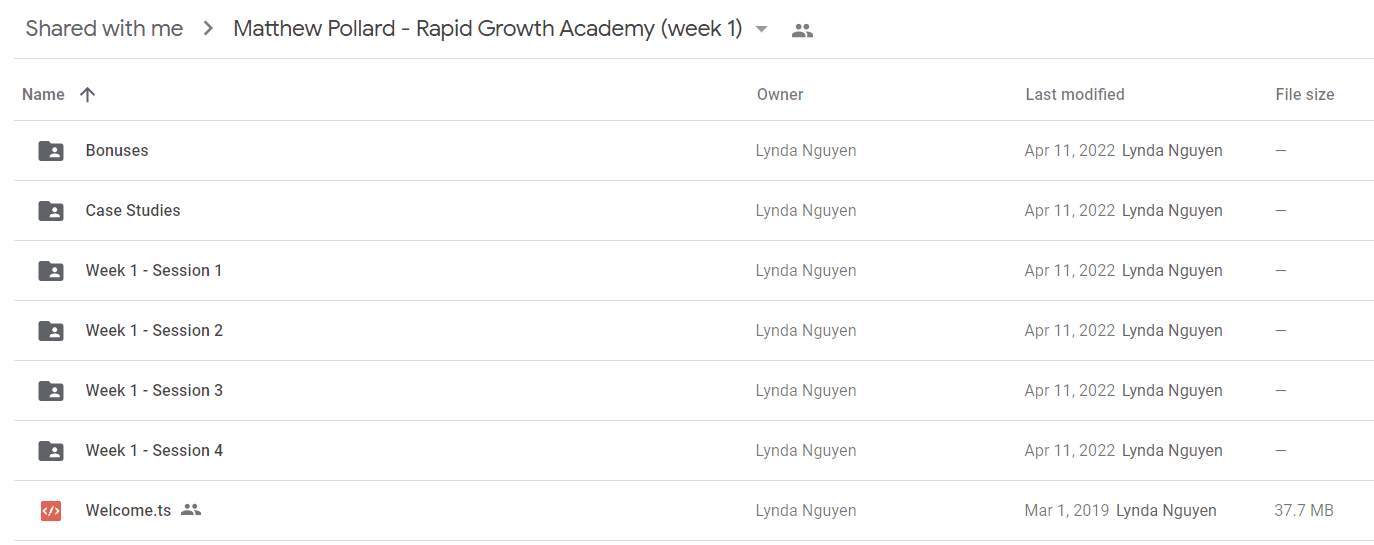 Matthew Pollard - Rapid Growth Academy (week 1)