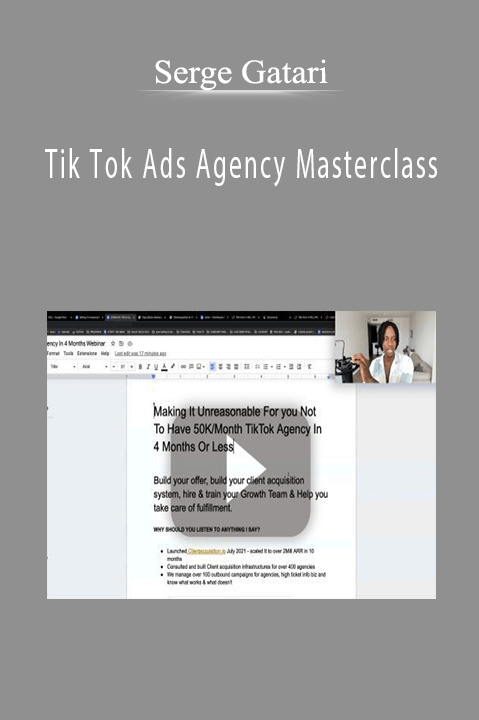 Serge Gatari - Tik Tok Ads Agency Masterclass